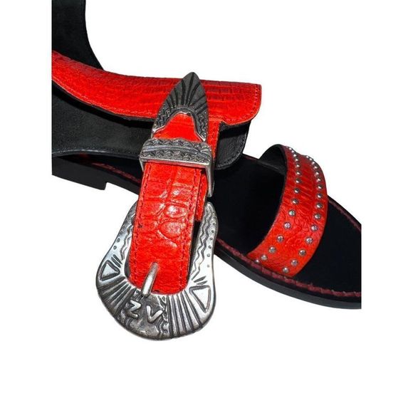 Zadig & Voltaire Red Sandals with Silver Accents - Picture 10 of 11
